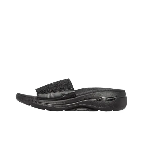 Skechers Go Walk Arch Fit Slide Slippers Women's All Black