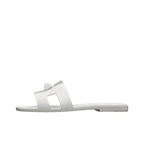 HERMES Oran Slide Slippers Women's White