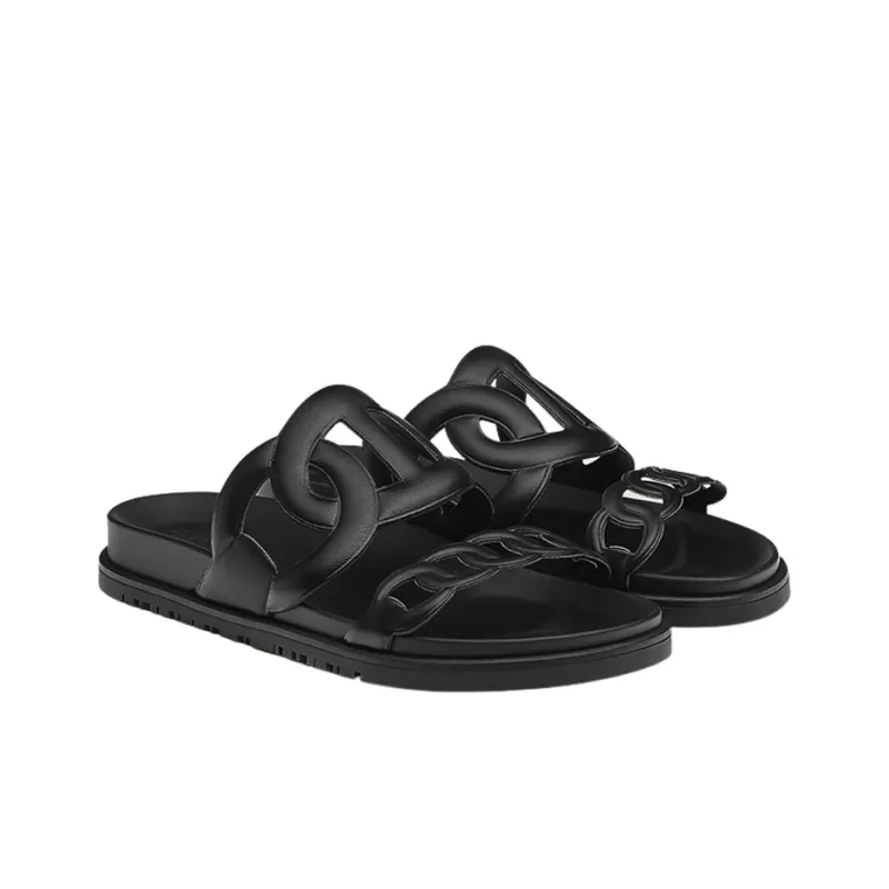 HERMES Quiet Slide Slippers Women's Black-2