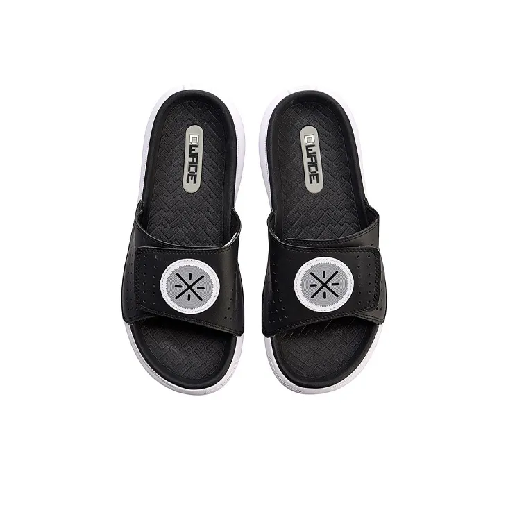 LiNing Rubber Sole EVA Quiet Slide Slippers Men's Black-3