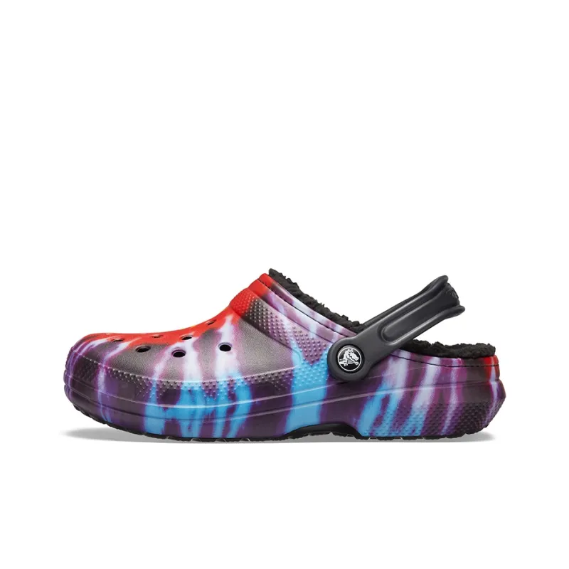 Crocs Classic Tie Dye Stay Warm Cozy Crocs Sports Slippers Unisex Purple Red-0