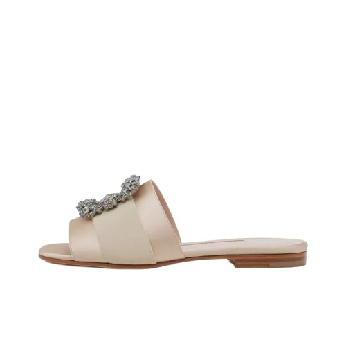 MANOLO BLAHNIK Slide Slippers Women's Beige