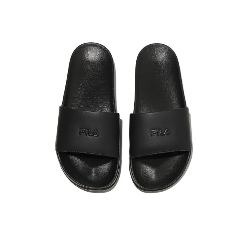 FILA Rubber Sole Slip Resistant Abrasion Resistant Slide Slippers Unisex Black Korean Style-3