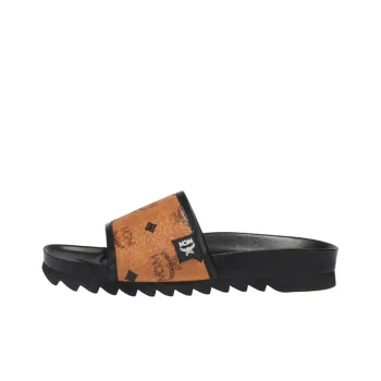 MCM Slide Slippers Women's Brown Yellow