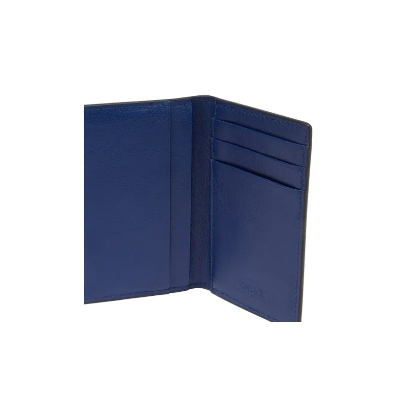 VERSACE Grained Calfskin Card Clip Card Holder Wallets Men's Blue-3