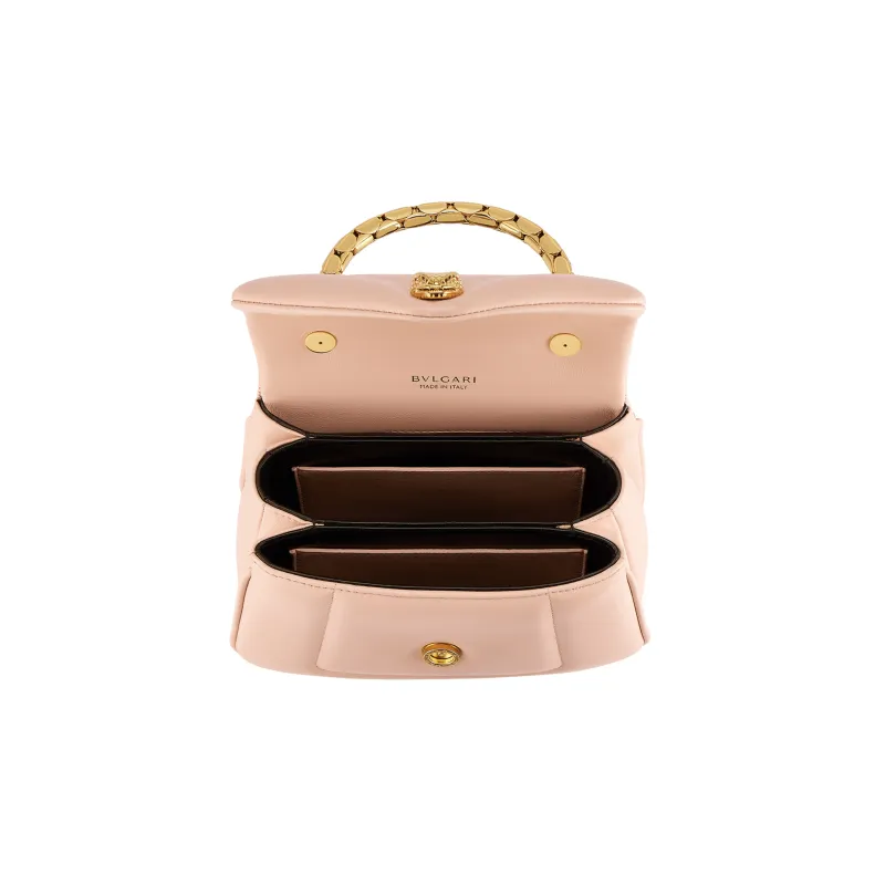 BVLGARI Serpenti Reverse Calfskin One Shoulder Handbags Small Size Women's Pink-4