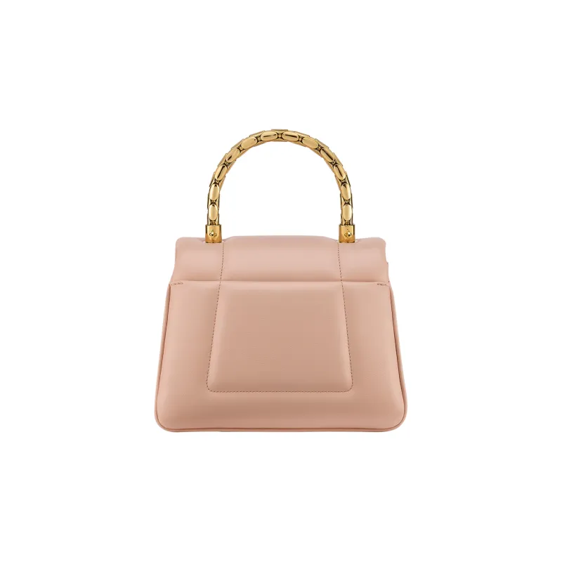 BVLGARI Serpenti Reverse Calfskin One Shoulder Handbags Small Size Women's Pink-3