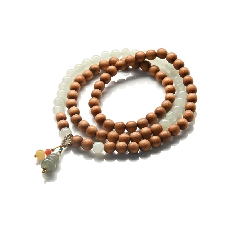 Abby's Wonderland Hetian Jade Barbie Sandalwood Hetian Jade Bracelets Unisex Green Jade-2