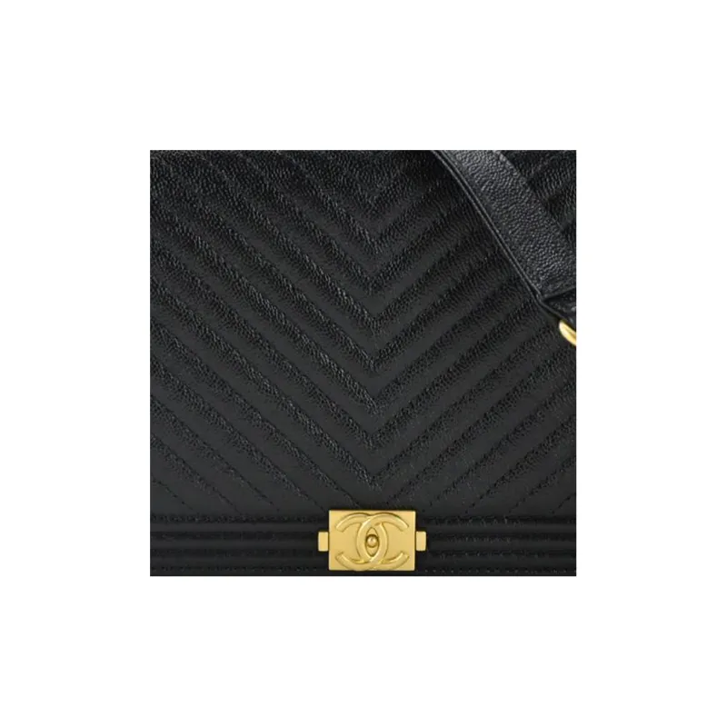 CHANEL Leboy Grain Calfskin Wallet, Shoulder Bag, Crossbody Bag Women's Black-5