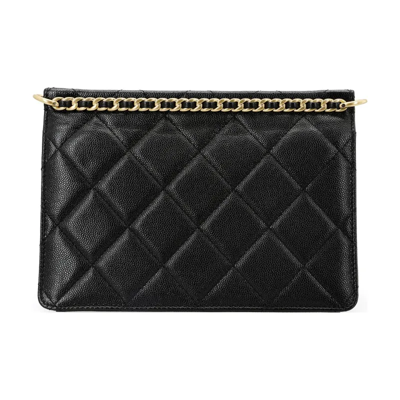 CHANEL Grain Embossed Calfskin Flap Bag, Shoulder Bag, Crossbody Bag Trumpets Women's Black-2