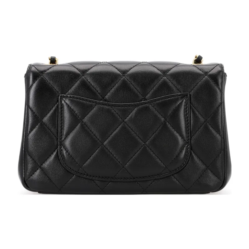 CHANEL Lambskin Flap Bag, Crossbody Bag, Shoulder Bag Women's Black-2