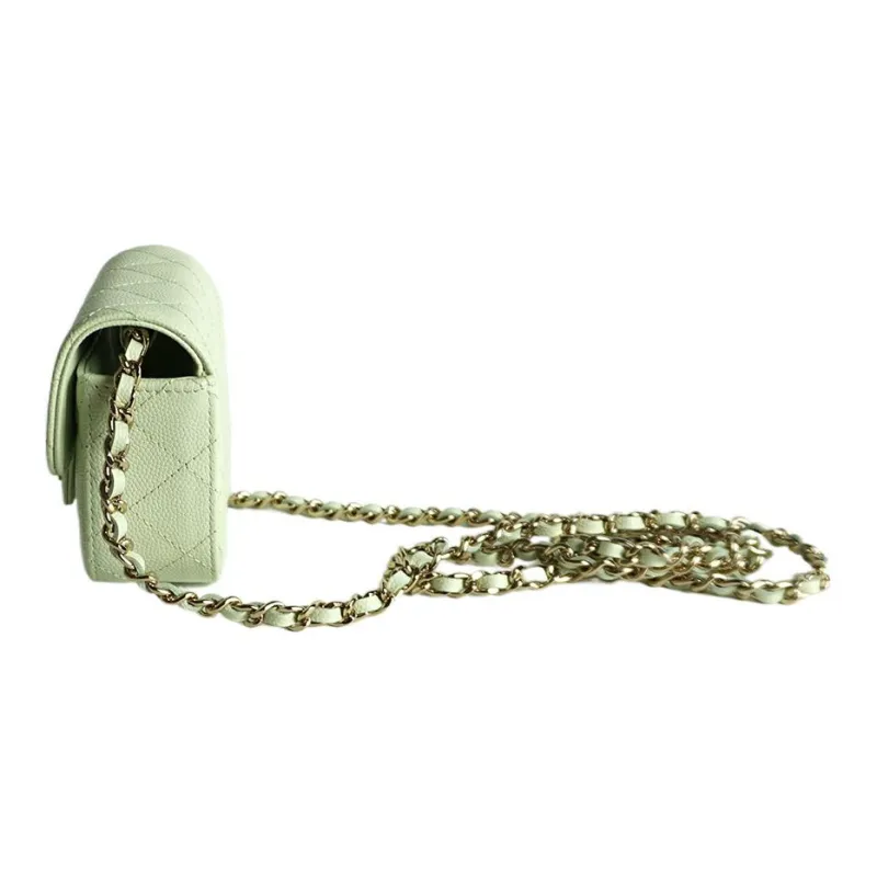 CHANEL Grain Calfskin Headphone Case, Evening Bag, Coin Purse Mini Women's Green-1