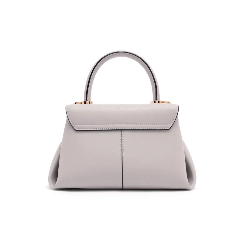 DILAKS Cow Leather Kelly Bag Shoulder Bag, Crossbody Bag, Handbag Tubas Women's Gray White-2