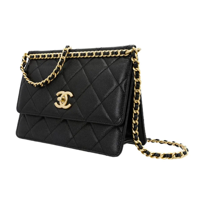 CHANEL Grain Embossed Calfskin Flap Bag, Shoulder Bag, Crossbody Bag Trumpets Women's Black-1