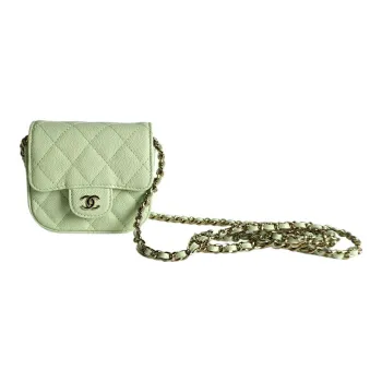 CHANEL Grain Calfskin Headphone Case, Evening Bag, Coin Purse Mini Women's Green