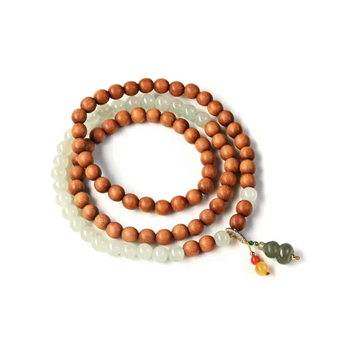Abby's Wonderland Hetian Jade Barbie Sandalwood Hetian Jade Bracelets Unisex Green Jade