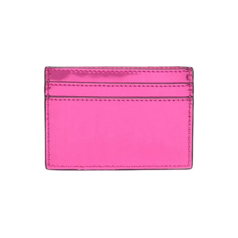 VERSACE Calfskin Card Clip Card Holder Women's Peach Pink-1