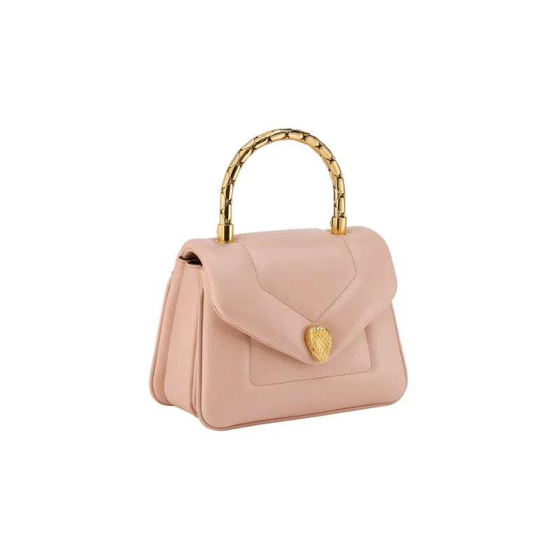 BVLGARI Serpenti Reverse Calfskin One Shoulder Handbags Small Size Women's Pink-2
