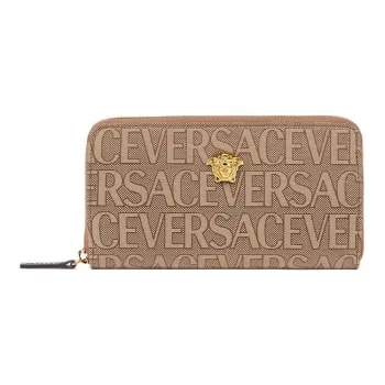 VERSACE La Medusa Cow Leather Decoration Wallet Women's Brown