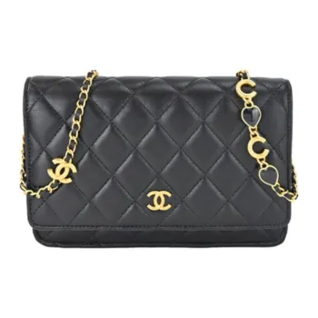 CHANEL 22K Fall And Winter WOC Lambskin Chain Bag, Shoulder Bag, Crossbody Bag Women's Black