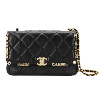 CHANEL Lambskin Flap Bag, Crossbody Bag, Shoulder Bag Women's Black