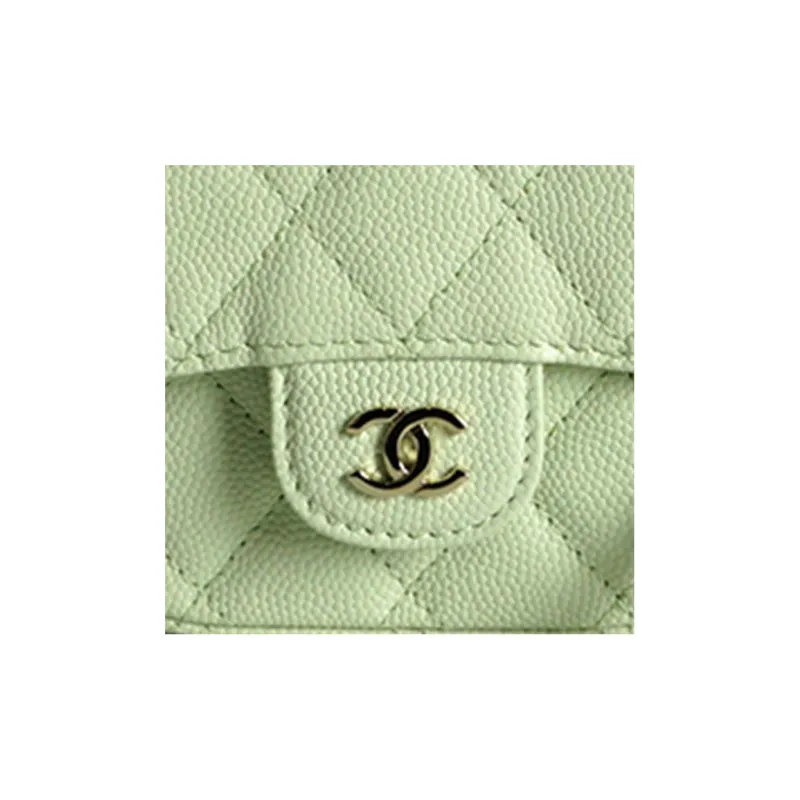 CHANEL Grain Calfskin Headphone Case, Evening Bag, Coin Purse Mini Women's Green-3