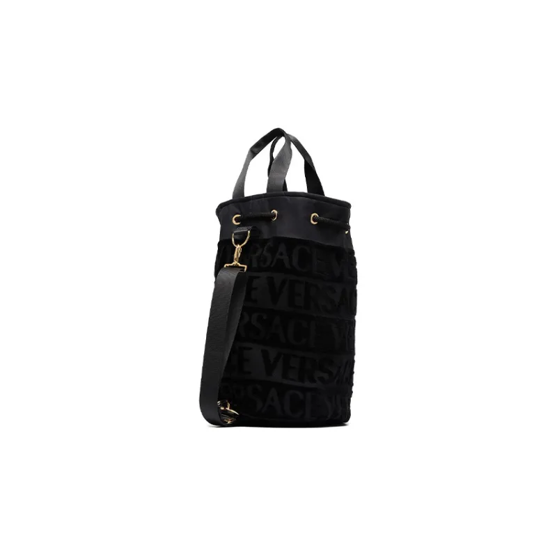 VERSACE Cotton Beach Bag Shoulder Bag Crossbody Bag Handbag Women's Black-1