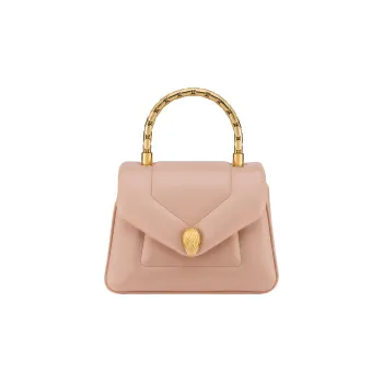 BVLGARI Serpenti Reverse Calfskin One Shoulder Handbags Small Size Women's Pink