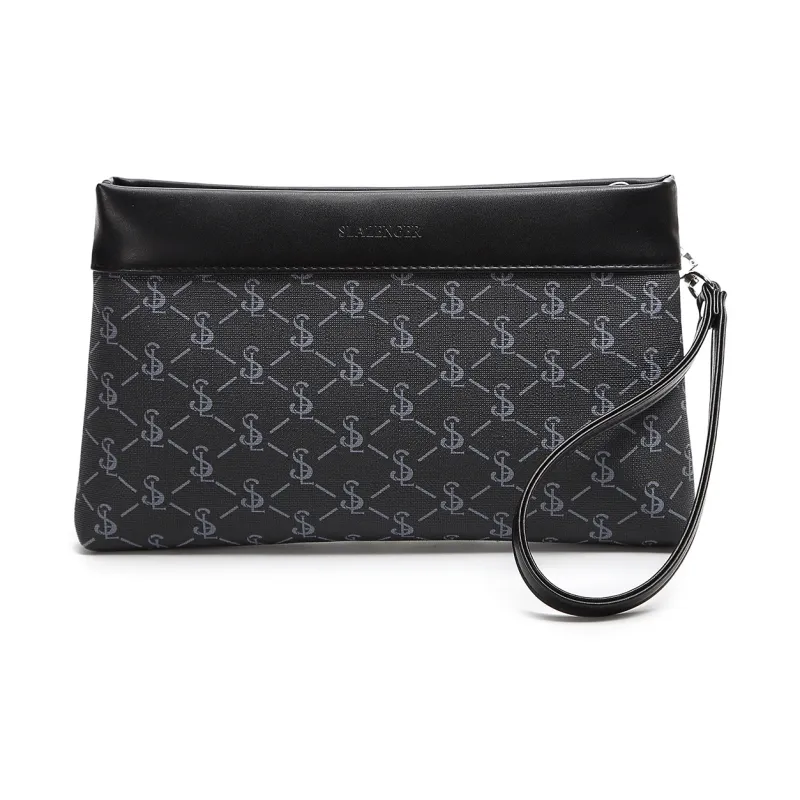 Slazenger PVC Cell Phone Pouch Envelope Bag Wallet Clutch Unisex Pattern Black-1