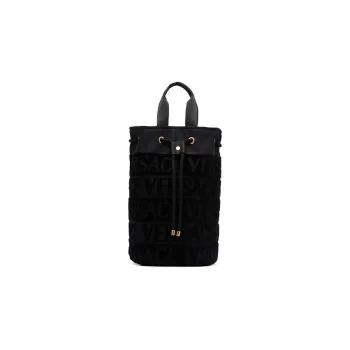 VERSACE Cotton Beach Bag Shoulder Bag Crossbody Bag Handbag Women's Black
