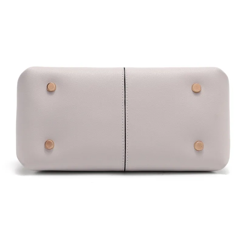 DILAKS Cow Leather Kelly Bag Shoulder Bag, Crossbody Bag, Handbag Tubas Women's Gray White-3