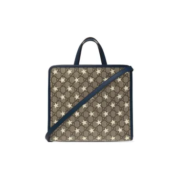 GUCCI Canvas With Leather Tote Bag Shopping Bag Shoulder Bags Handbags Regular Kids' Brown/Blue/Yellow