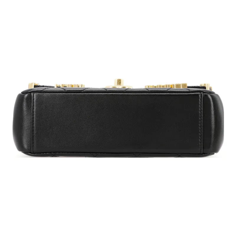 CHANEL Lambskin Flap Bag, Crossbody Bag, Shoulder Bag Women's Black-3