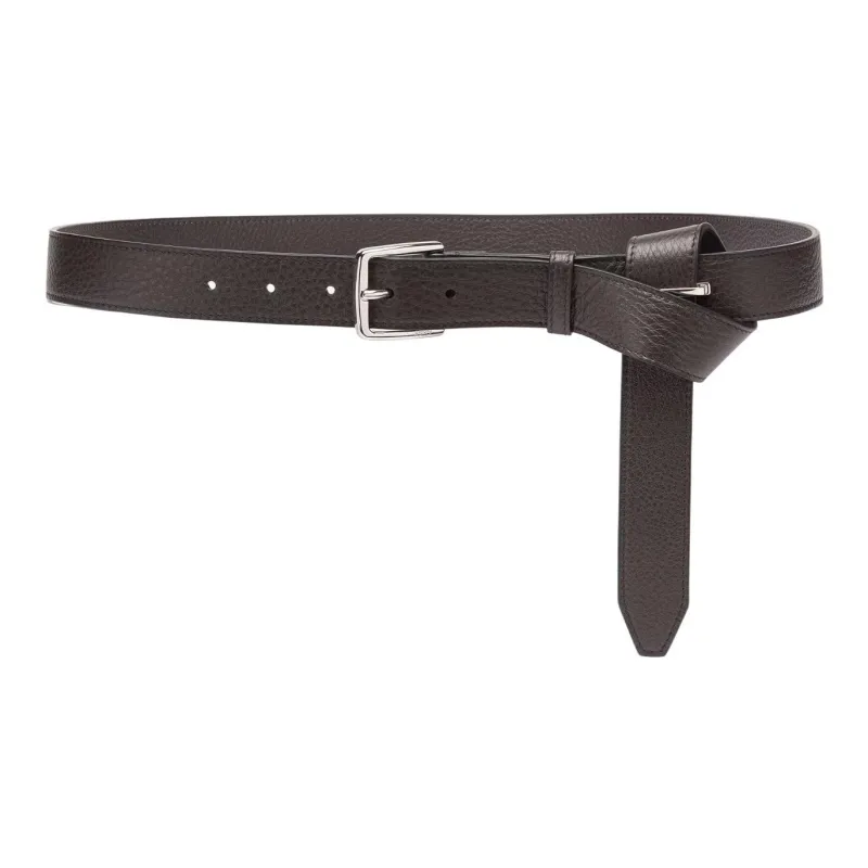 FENDI Solid Color Design Pin Buckle Calfskin Leather Belts Men's Brown-0