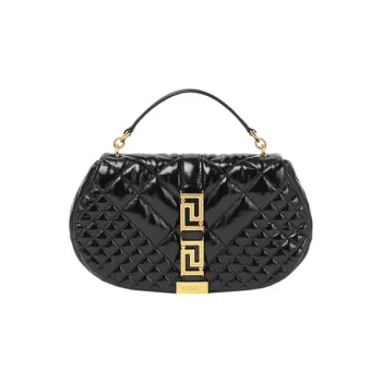 VERSACE Greca Goddess Cow Leather Crossbody Bag Shoulder Bag Women's Black
