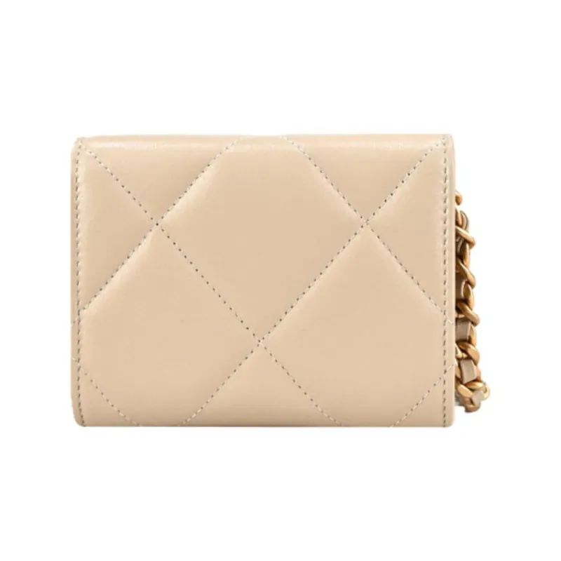 CHANEL 19Bag Lambskin Shoulder Bag, Crossbody Bag, Coin Purse Women's Pink Beige-2
