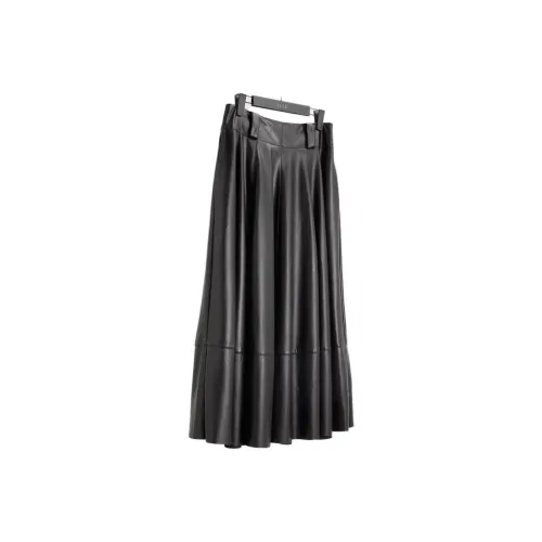 ELLE Leather Long Skirts Women's Black