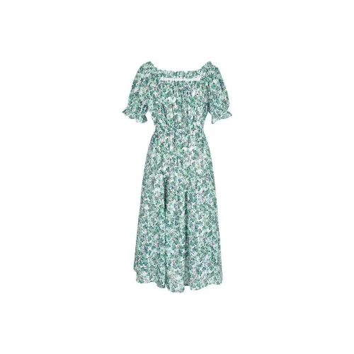 Tulip Taste Short-Sleeved Dresses Women's Green Ivy Flowers