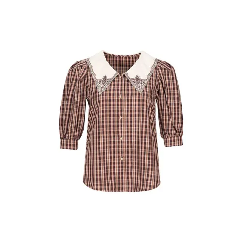 Tulip Taste Shirts Women's Burgundy Plaid