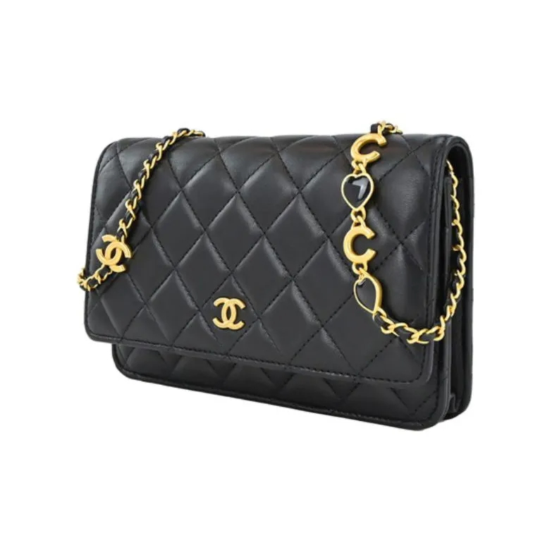 CHANEL 22K Fall And Winter WOC Lambskin Chain Bag, Shoulder Bag, Crossbody Bag Women's Black-1