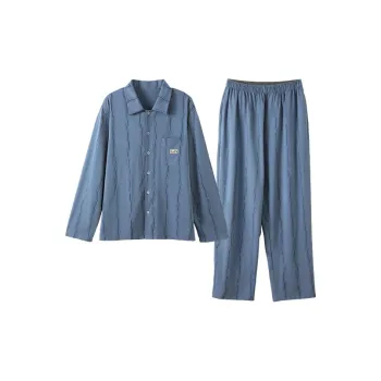 JINGYUN Pajama Set Men's Cyan Rain Blue