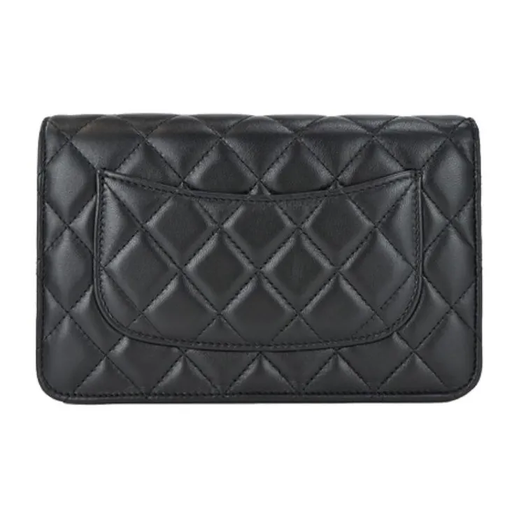 CHANEL 22K Fall And Winter WOC Lambskin Chain Bag, Shoulder Bag, Crossbody Bag Women's Black-2