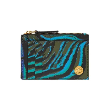 VERSACE Calfskin Card Holder Wallet Men's Multicolor