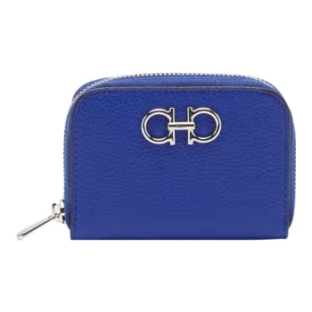 FERRAGAMO Cow Leather Card Holder Women's Blue