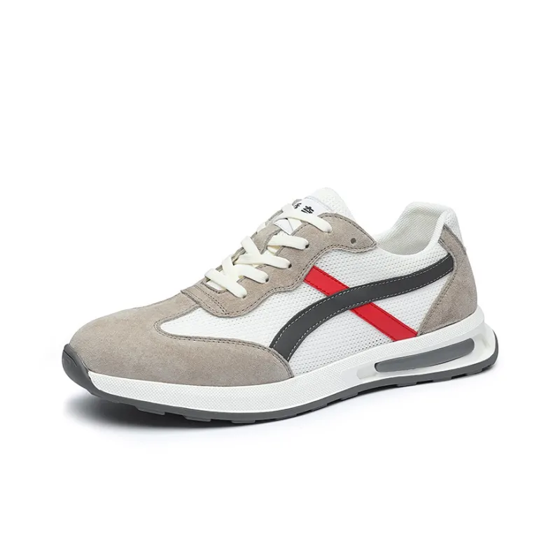 QIAONAI Casual Shoes Men Low Top White Camel/Gray-1