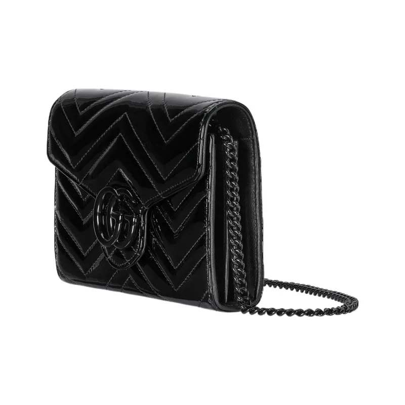 GUCCI GG Marmont Patent Leather Crossbody Bag Shoulder Bag Women's Black-1
