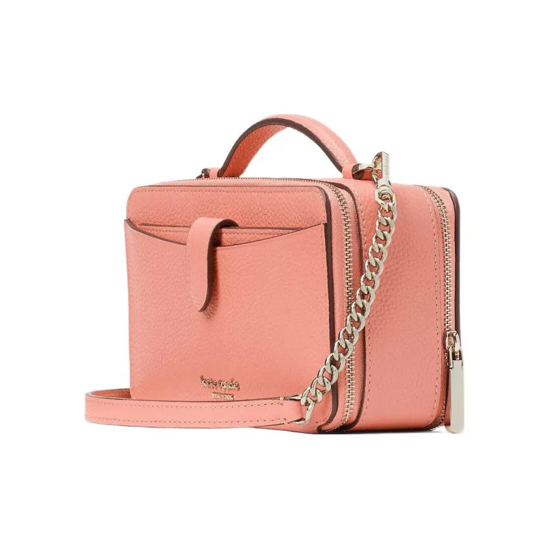 Kate Spade Hudson Litchi Grain Leather Camera Bag Handbag Shoulder Bag Crossbody Bag Small Size Women's Pink-2