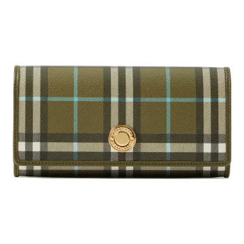 Burberry Polyurethane With Calfskin Wallet Regular Women's Olive Green
