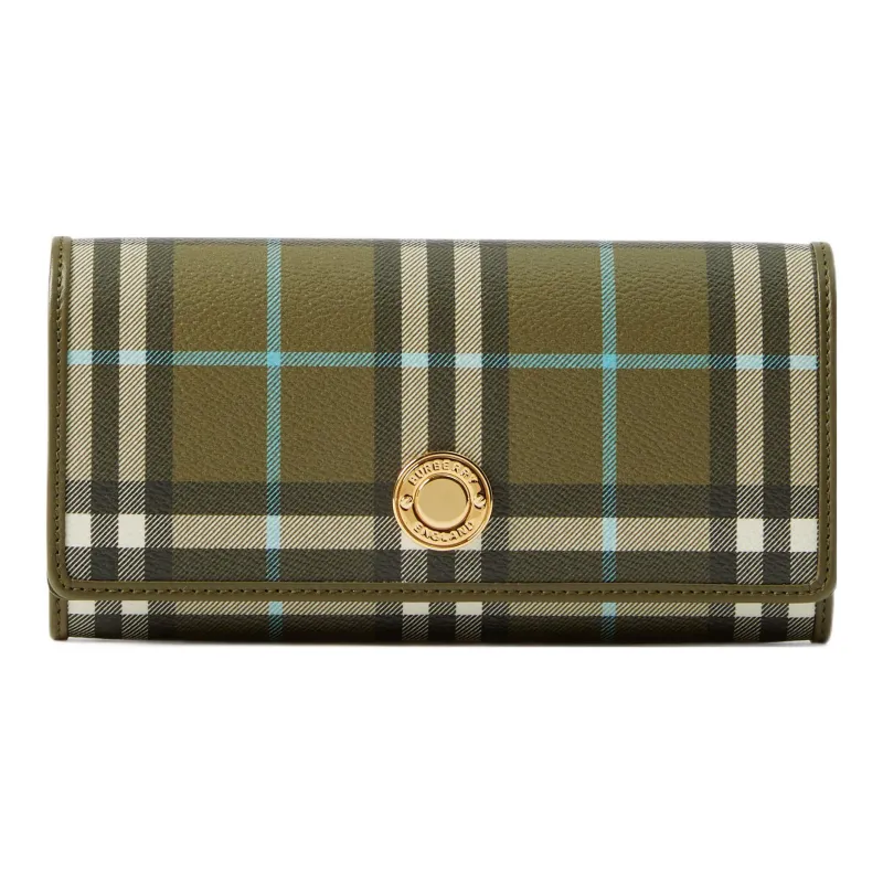 Burberry Polyurethane With Calfskin Wallet Regular Women's Olive Green-0