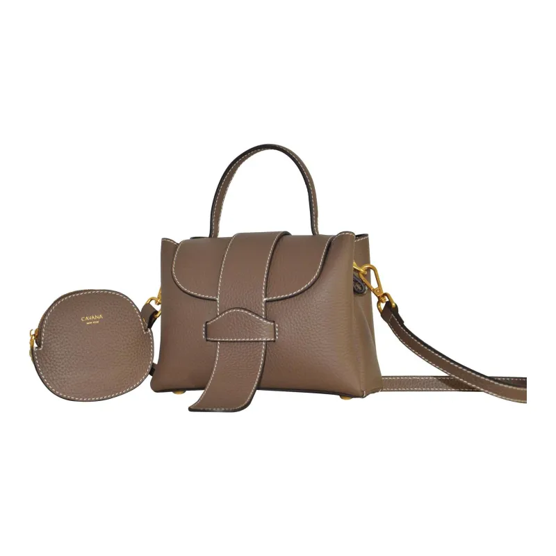 CAVANA Calfskin Boston Bag Shoulder Bag Crossbody Bag Handbag Extra Mini Women's Brown-1